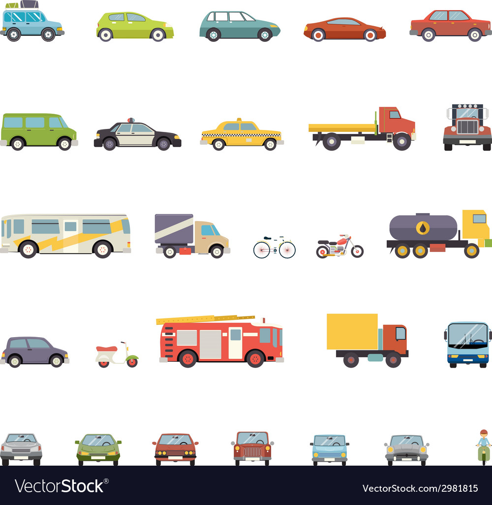 Modern flat design transport symbols stylish retro