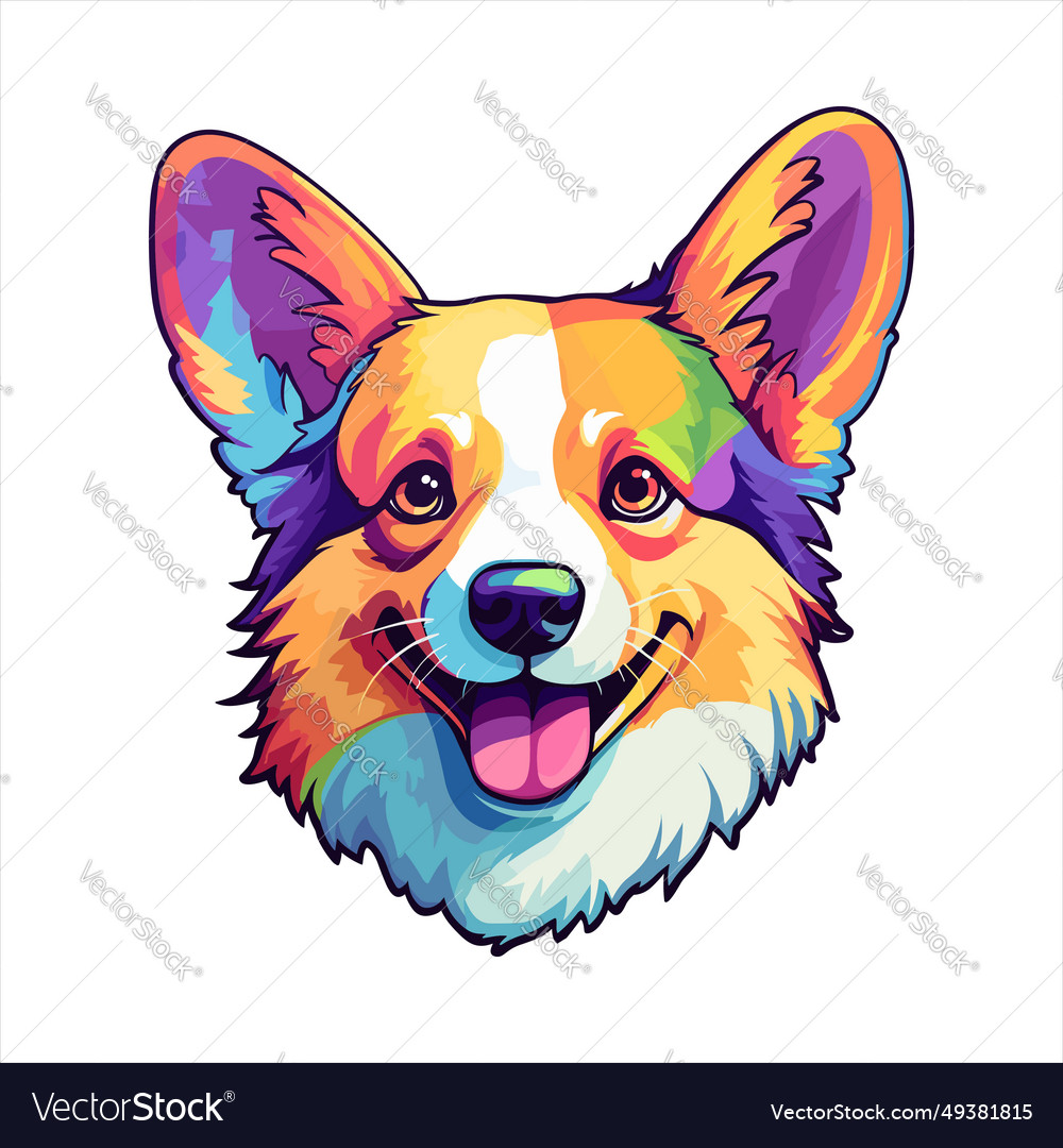 Pembroke welsh corgi dog breed colorful cartoon Vector Image