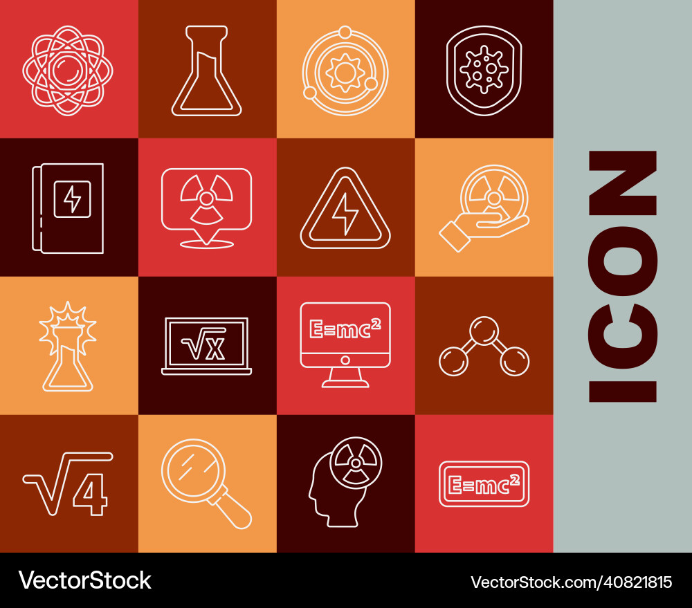 Set line equation solution molecule radioactive Vector Image
