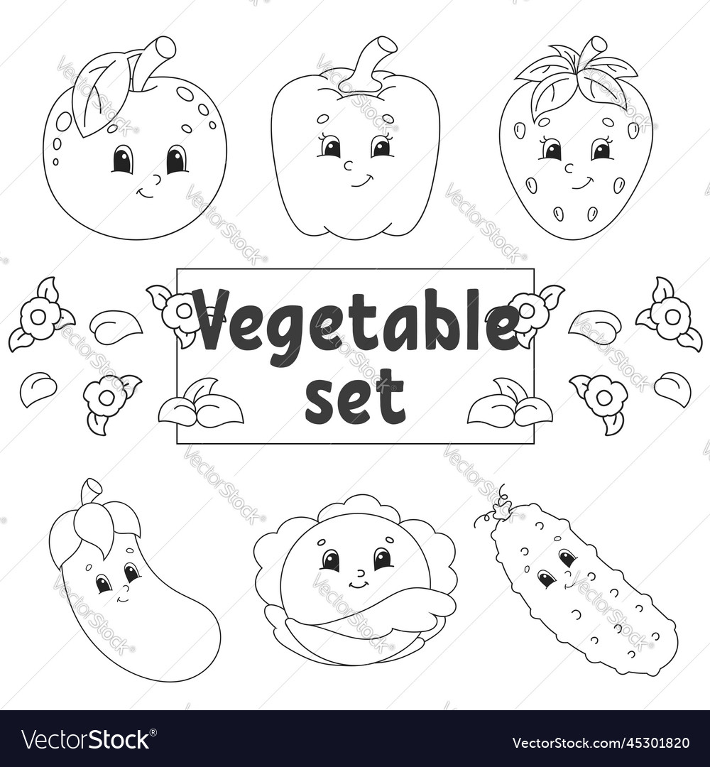 Coloring Book For Kids Cheerful Characters Cute Vector Image