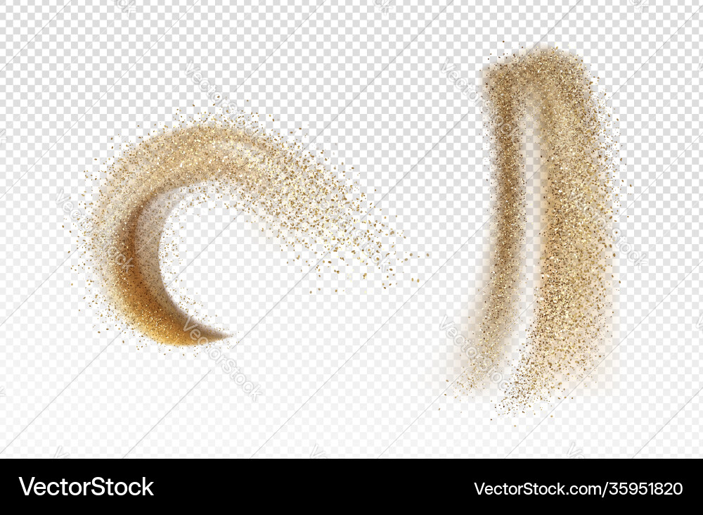 Explosion and pour gold sand falling dust Vector Image