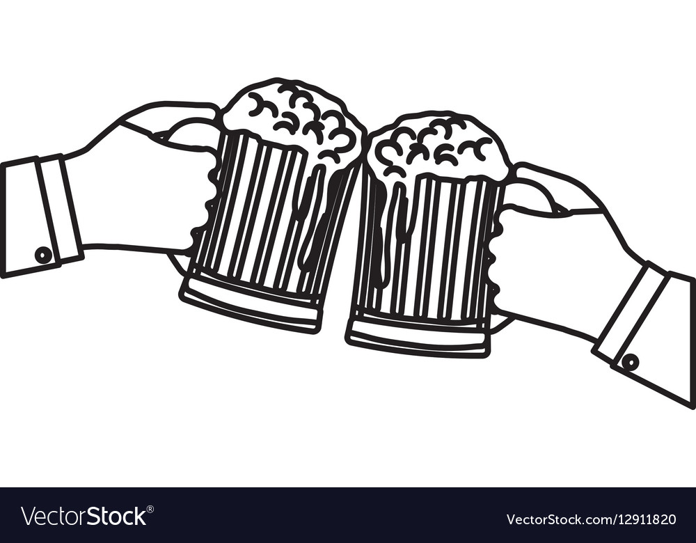 Figure Glasses Beers In Hand Icon Design Vector Image