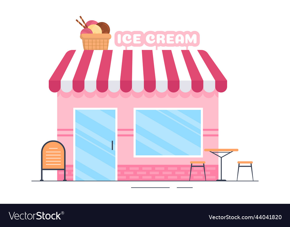 Ice cream store template hand drawn cartoon flat Vector Image