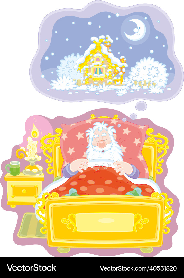 Santa claus sleeping and seeing a dream Royalty Free Vector