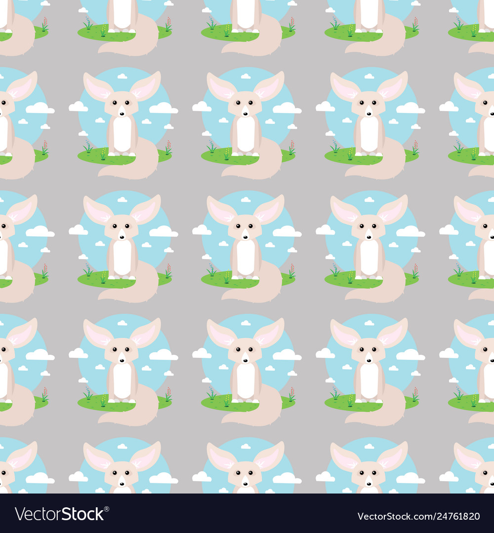 Small Cute Fennec With Big Ears Seamless Pattern Vector Image