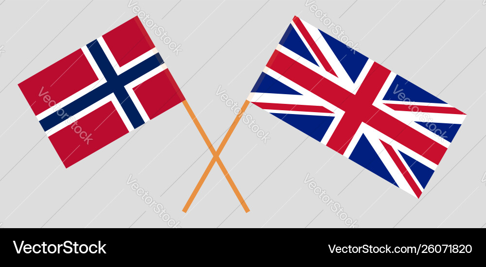 Uk and norway british norwegian flags Royalty Free Vector