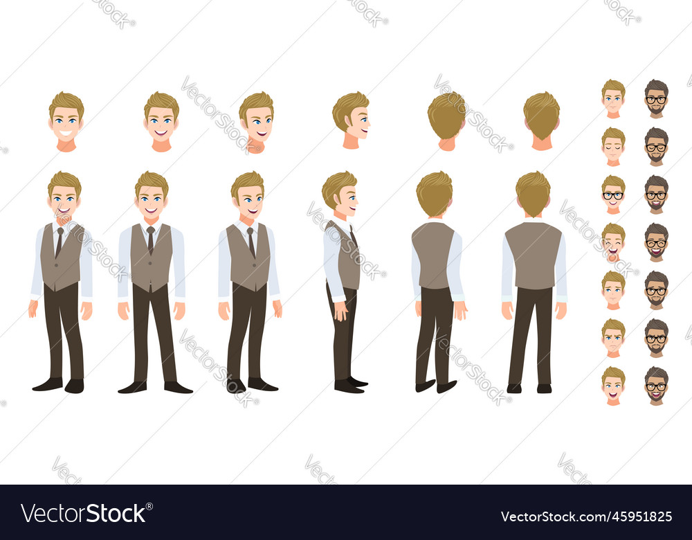 Businessman Cartoon Character Head Set Royalty Free Vector Businessman Cartoon Character Head Set Royalty Free Vector