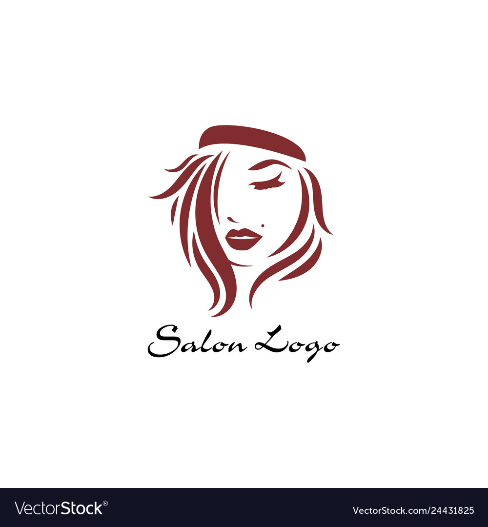 Long hair style icon logo women face on white Vector Image Long hair style icon logo women face on white Vector Image