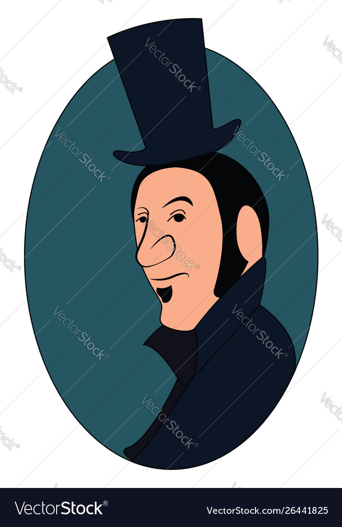 Man with long hat on white background