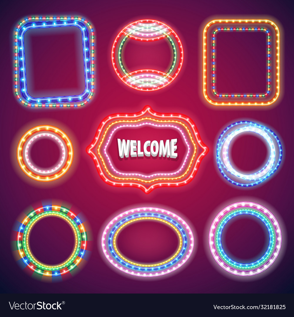 Neon Lights Banners Set Royalty Free Vector Image