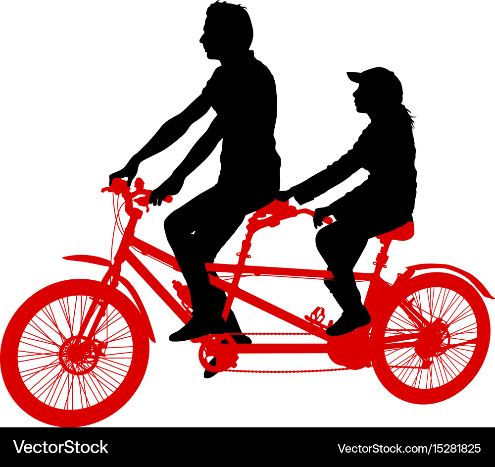 Silhouette two athletes on tandem bicycle on Vector Image