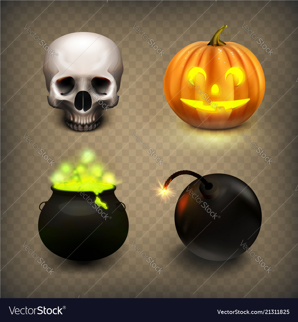 Stock realistic skull jack-o vector image Stock realistic skull jack-o