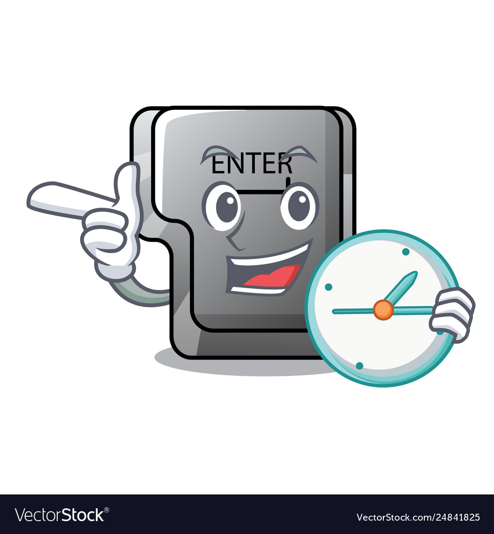 With clock button enter on a keyboard character Vector Image