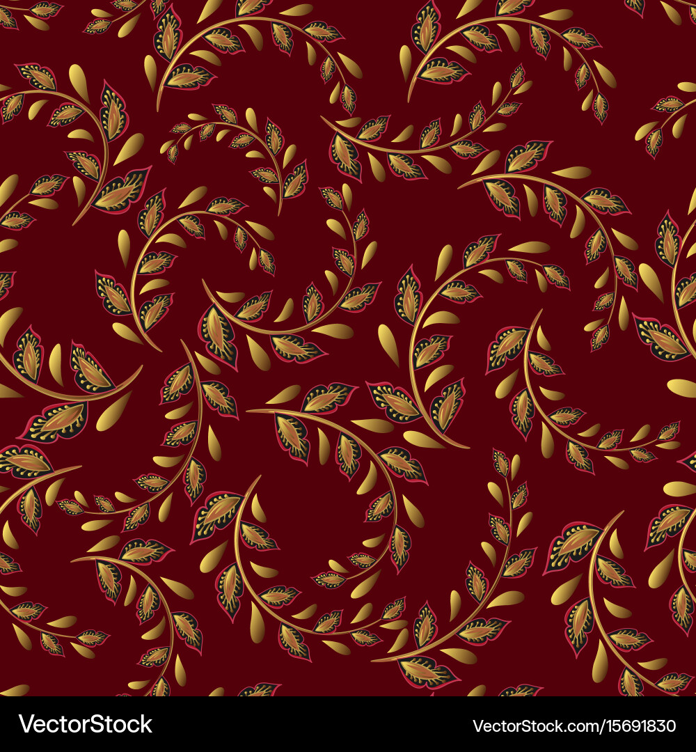 A repeating pattern of small leaves prints for Vector Image