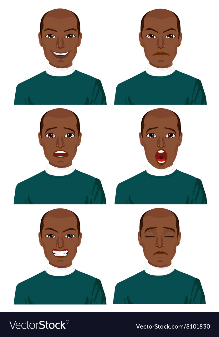 African american man with different expressions Vector Image