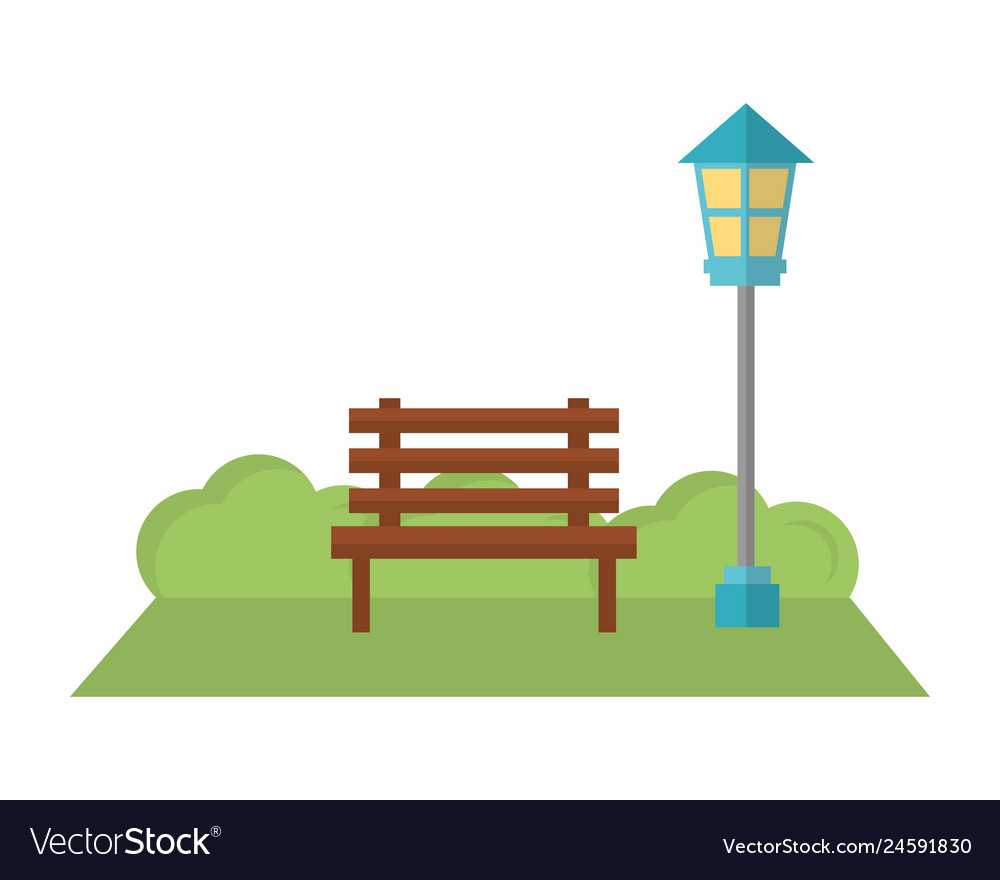 Chair park with lamp isolated icon Royalty Free Vector Image