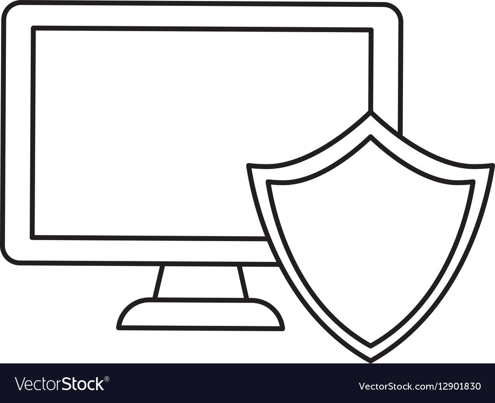 Computer shield server banner icon Royalty Free Vector Image