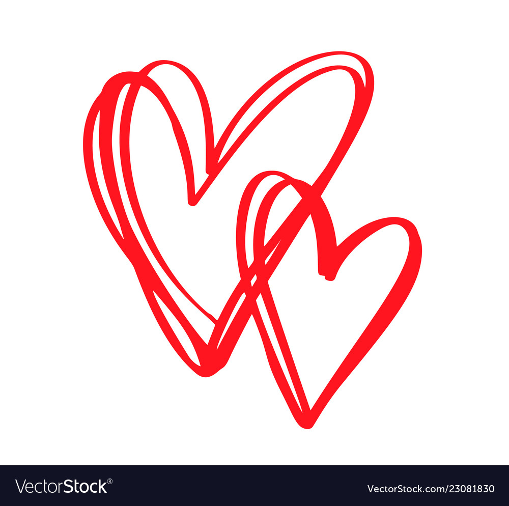 Couple red valentines day hand drawn Royalty Free Vector