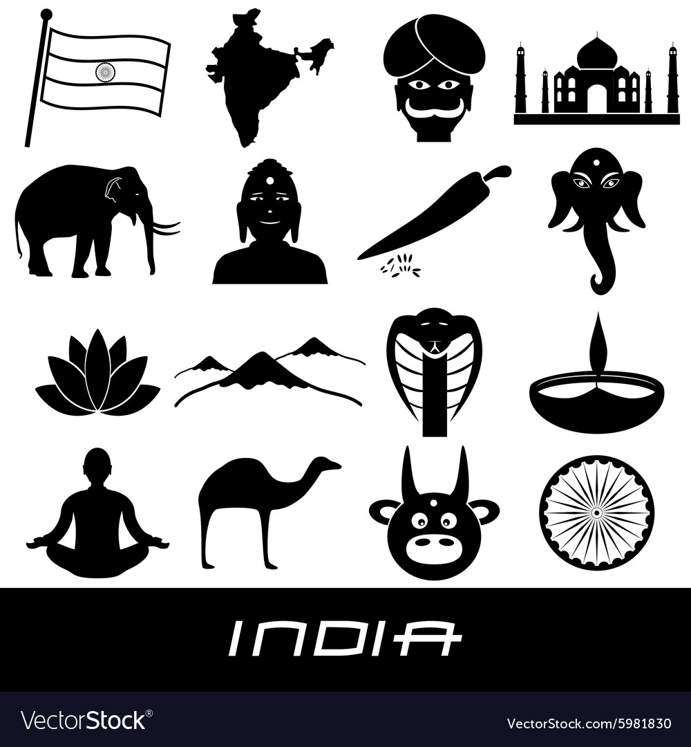 India country theme symbols stickers set eps10 Vector Image