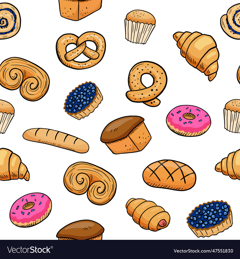 Seamless pattern with baking hand drawn