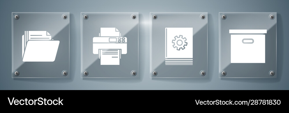 Set carton cardboard box user manual printer Vector Image