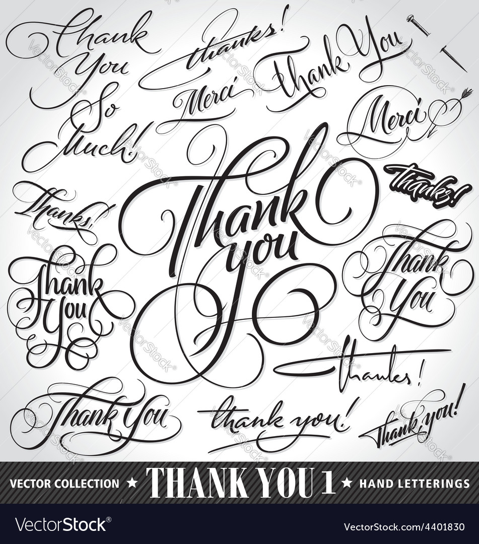 Set of custom thank you hand lettering