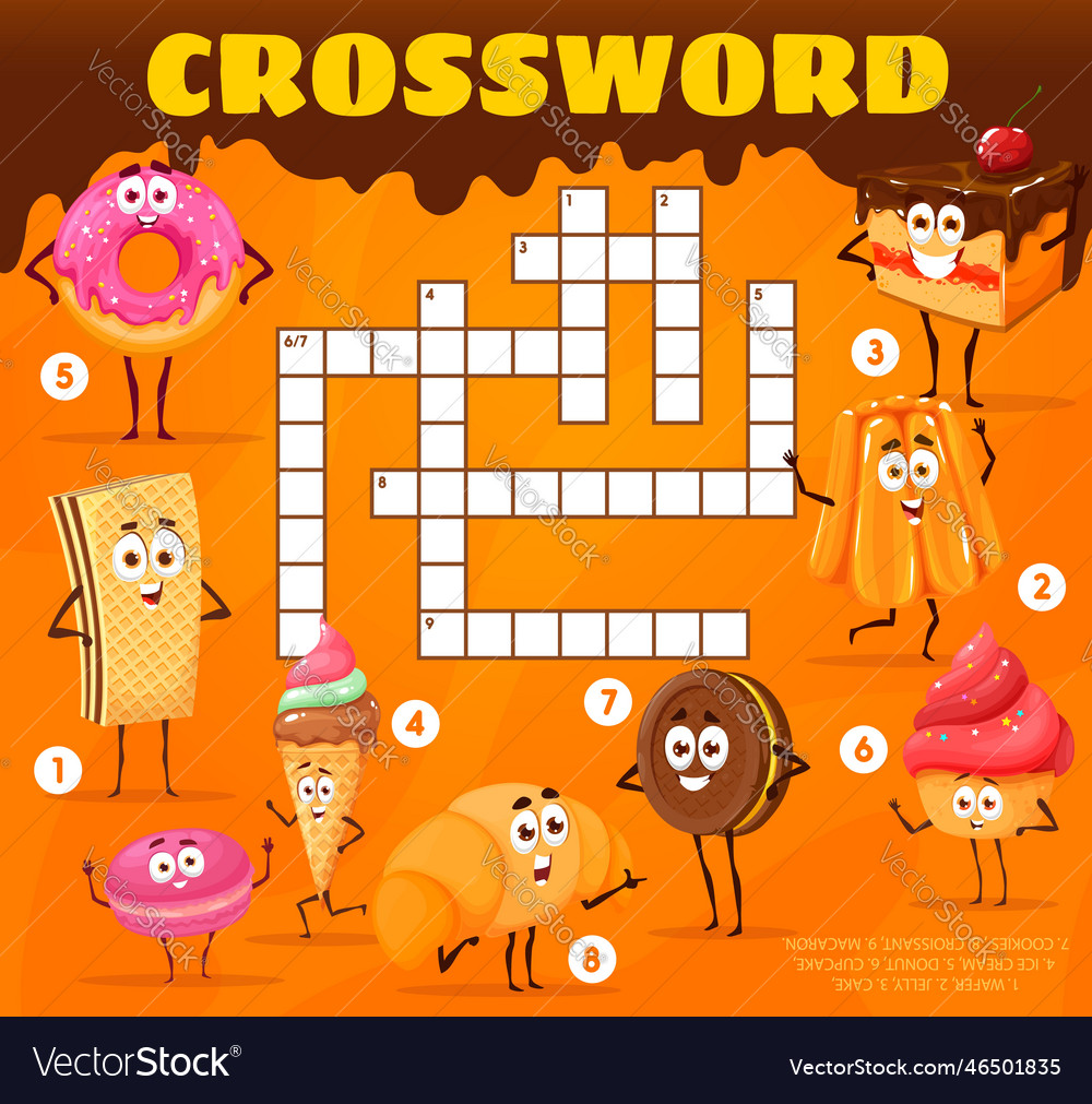 Crossword Grid Cartoon Bakery Sweets And Desserts Vector Image Crossword Grid Cartoon Bakery Sweets And Desserts Vector Image