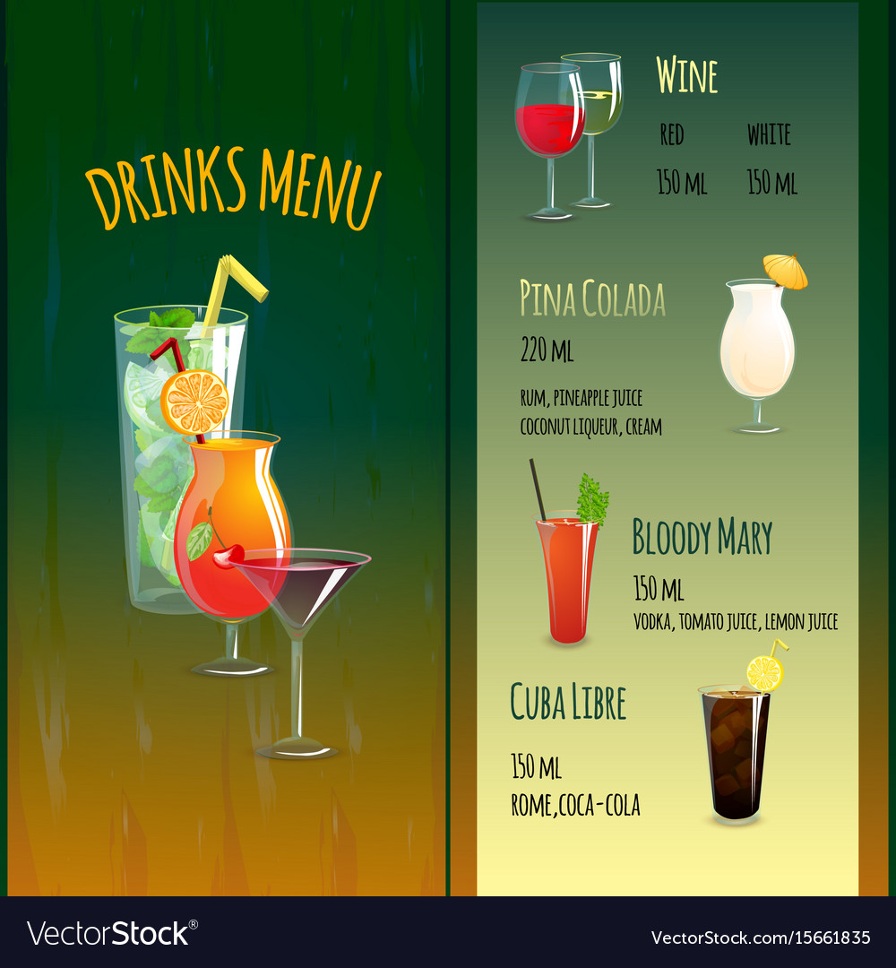 Drinks Menu Template Royalty Free Vector Image