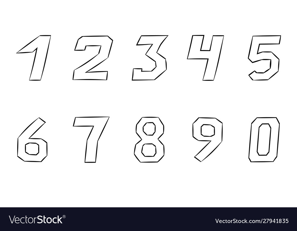 Numbers hand drawn signs Royalty Free Vector Image