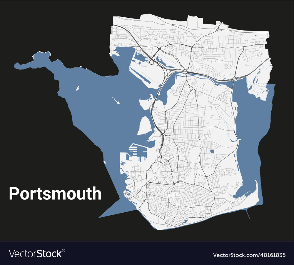 Portsmouth city map administrative area Royalty Free Vector