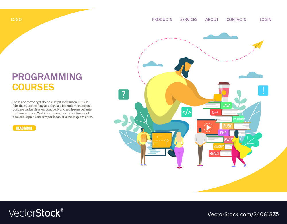 Programming courses website landing page Vector Image
