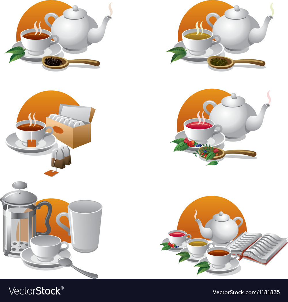 Tea icons Royalty Free Vector Image - VectorStock