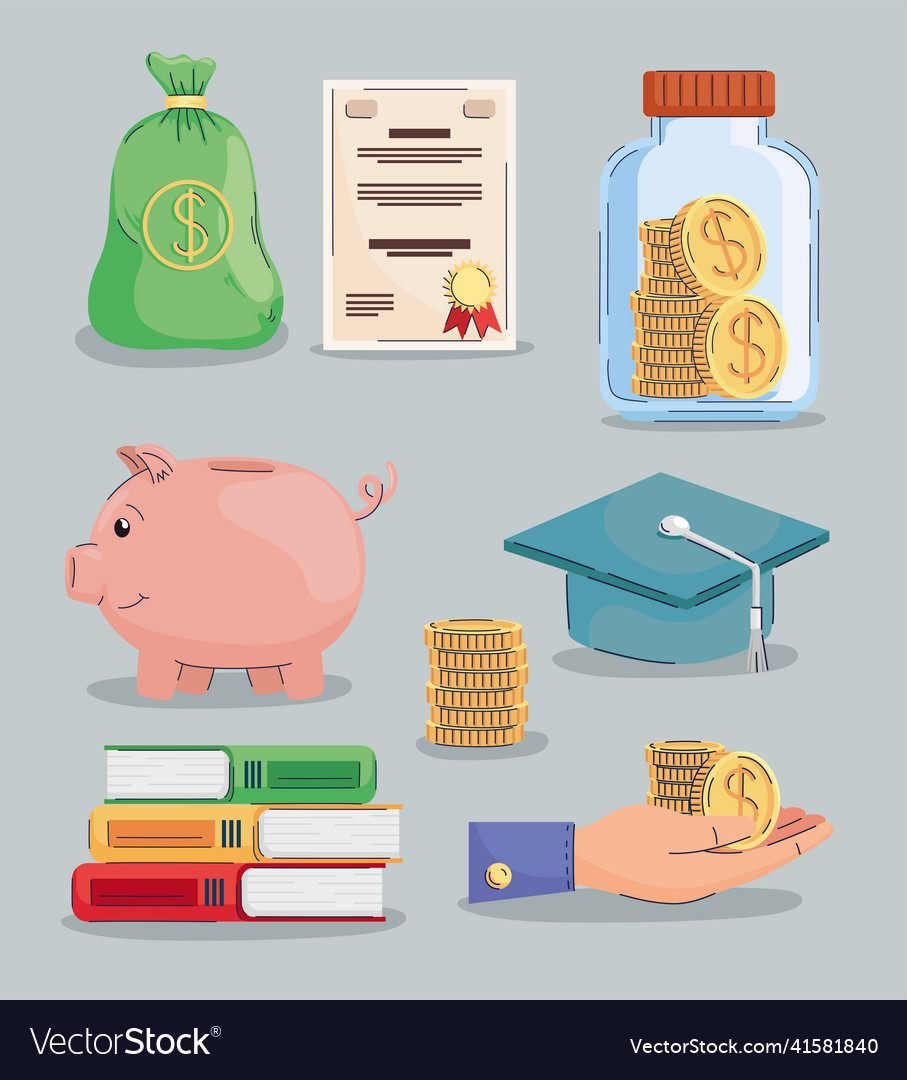 Icons loans and scholarship Royalty Free Vector Image