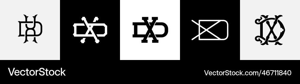 Initial letters xd monogram logo design bundle Vector Image