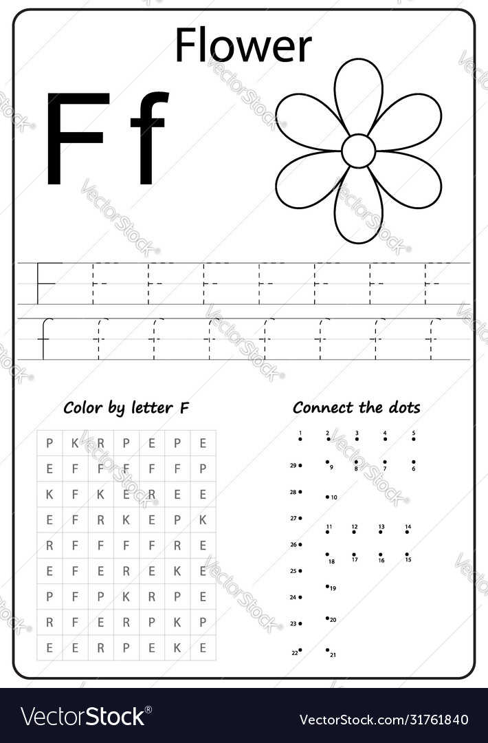 Letter of the week: LETTER F-NO PREP WORKSHEETS- LETTER F Alphabet