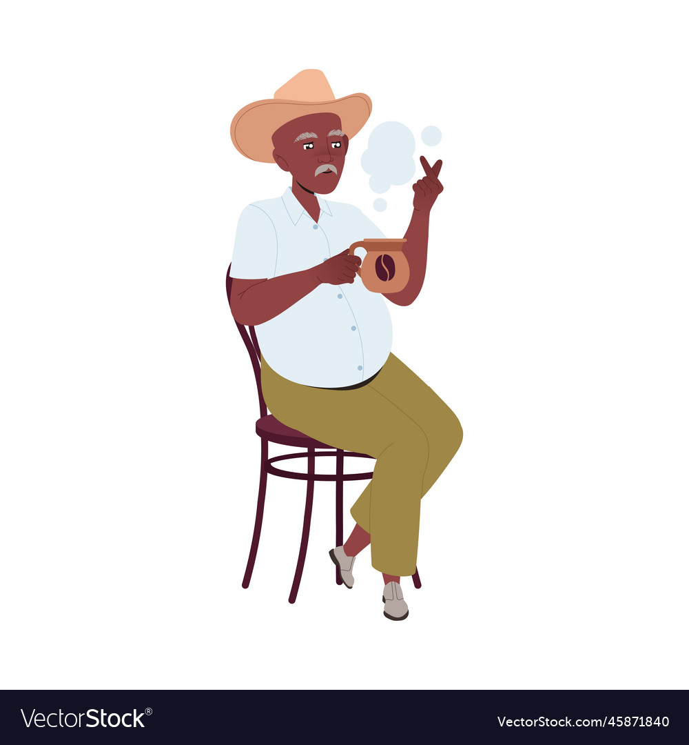 Mexican Man In Hat Drinking Hot Aromatic Coffee Vector Image