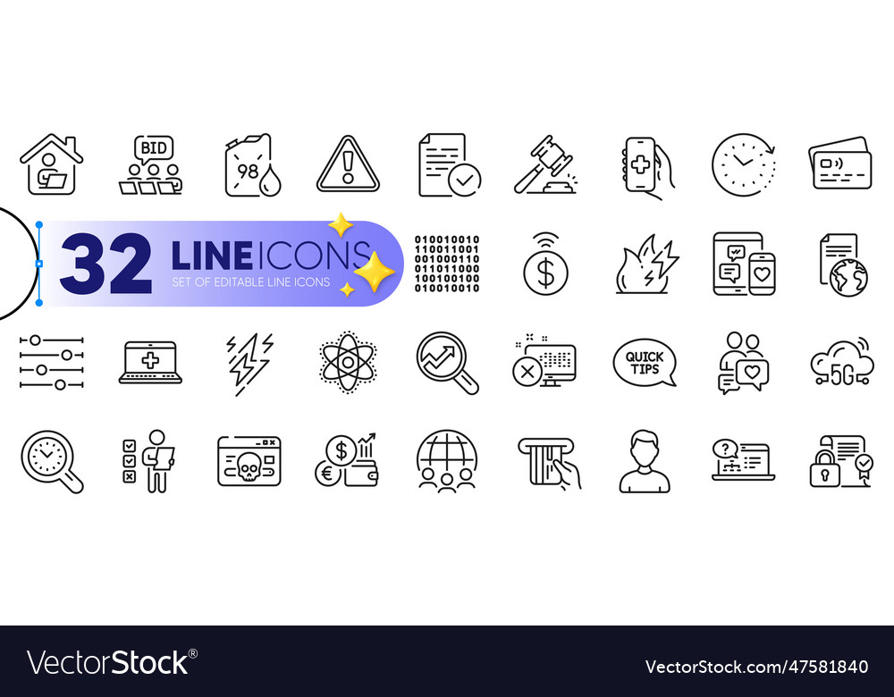 Outline set of time change card and contactless Vector Image