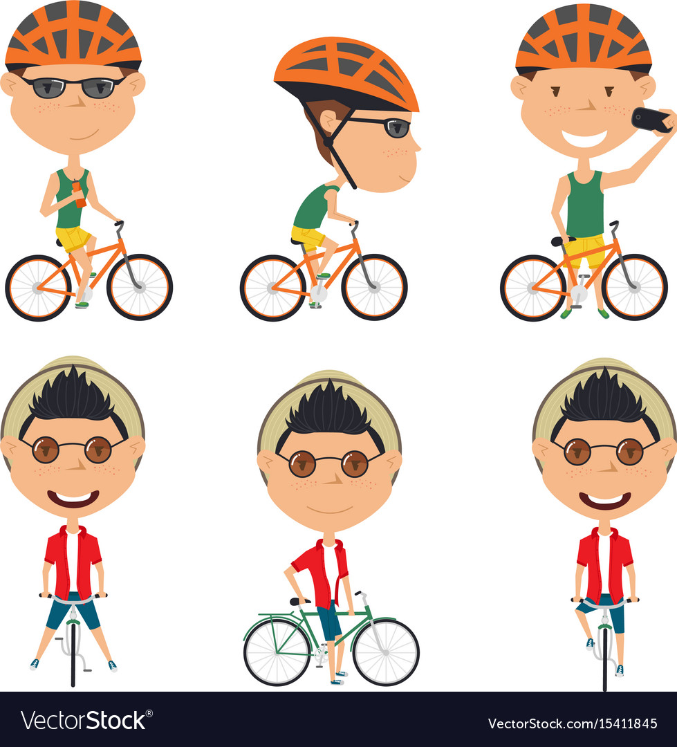 Bicycle rider boys Royalty Free Vector Image - VectorStock