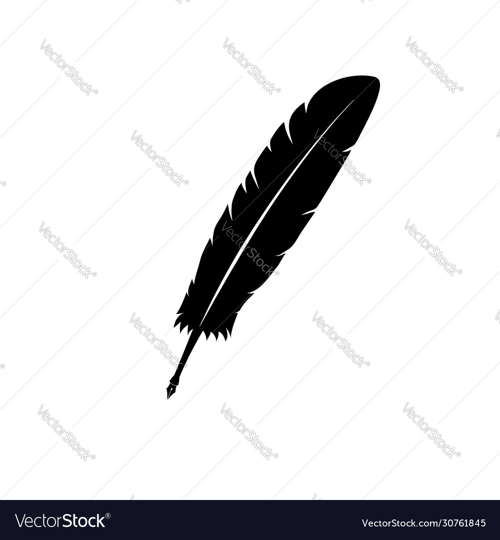 Black and white feather icon Royalty Free Vector Image