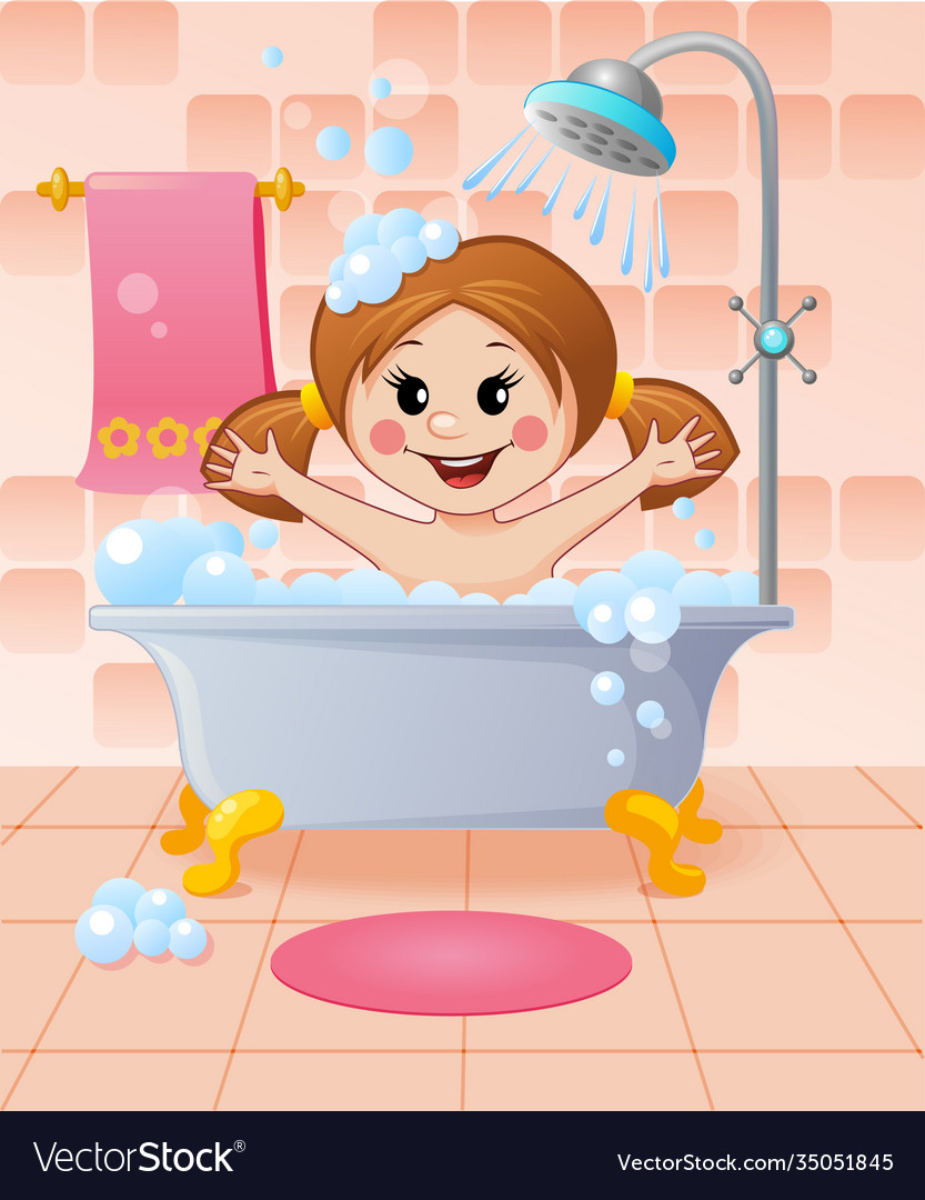 Girl in bathroom Royalty Free Vector Image - VectorStock