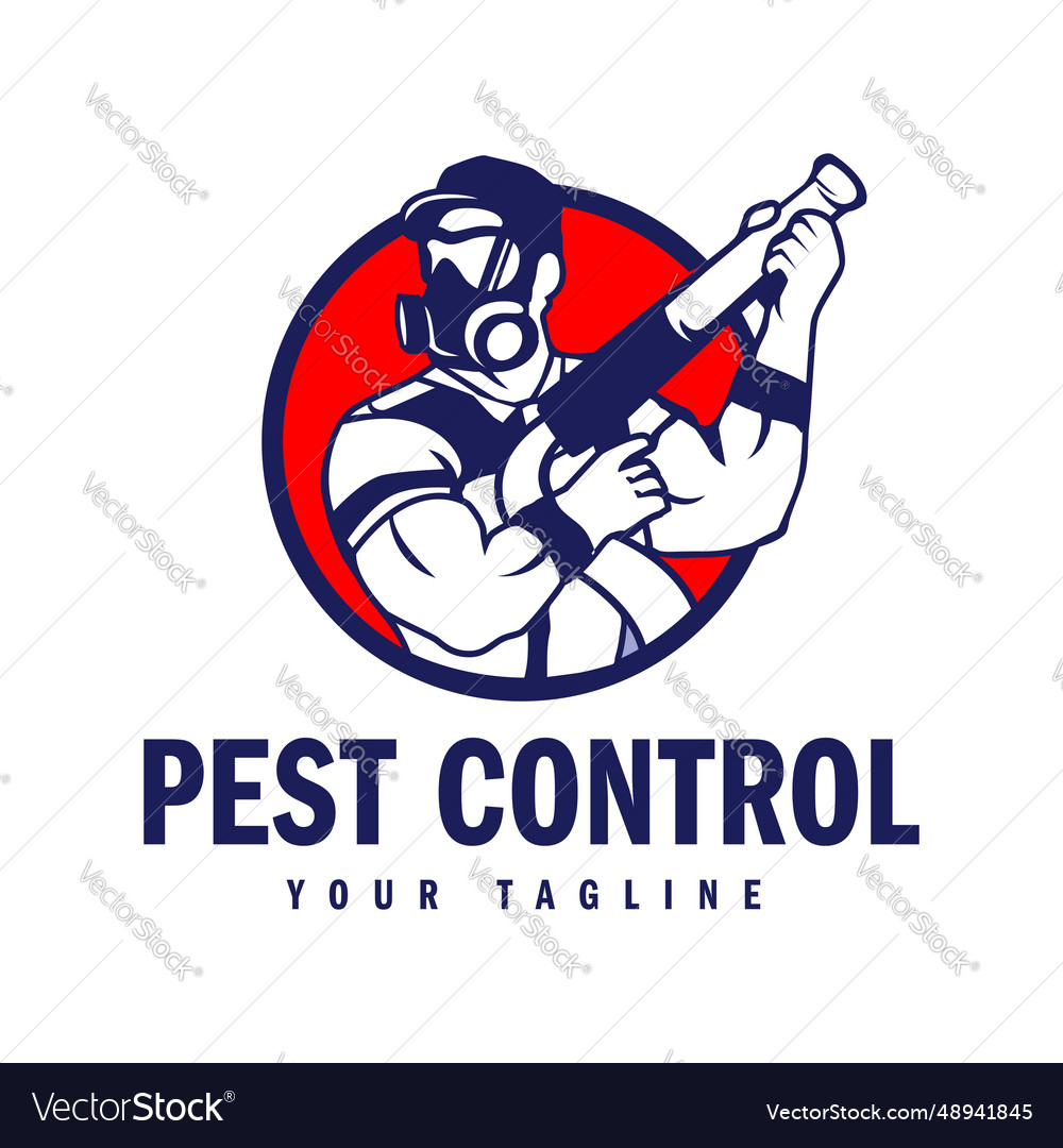 Hand-drawn pest control logo design Royalty Free Vector