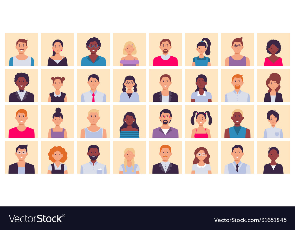 People avatar multiethnic square portraits vector image People avatar multiethnic square portraits
