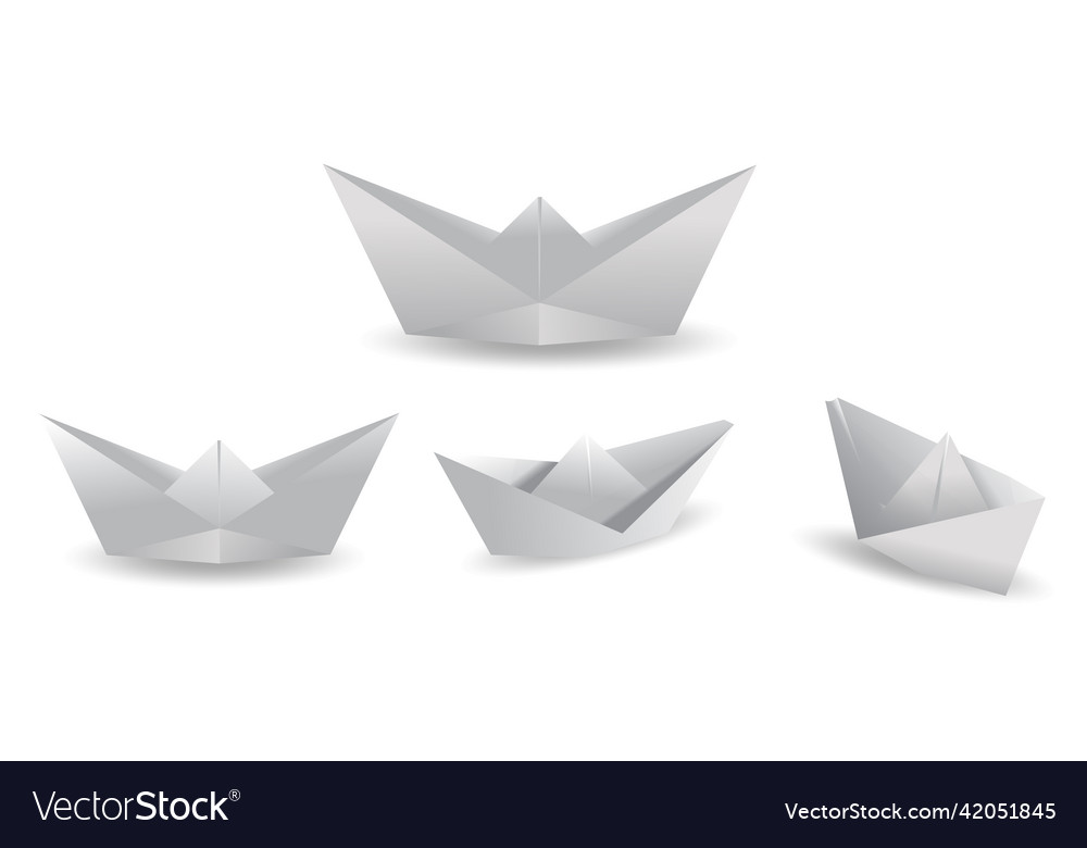 Realistic folded paper boat colorful origami boat Vector Image