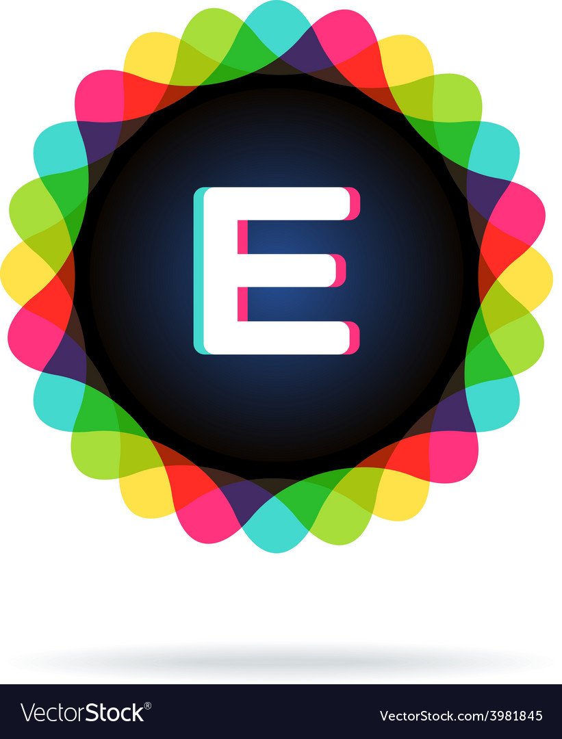 Retro bright colors logotype letter e