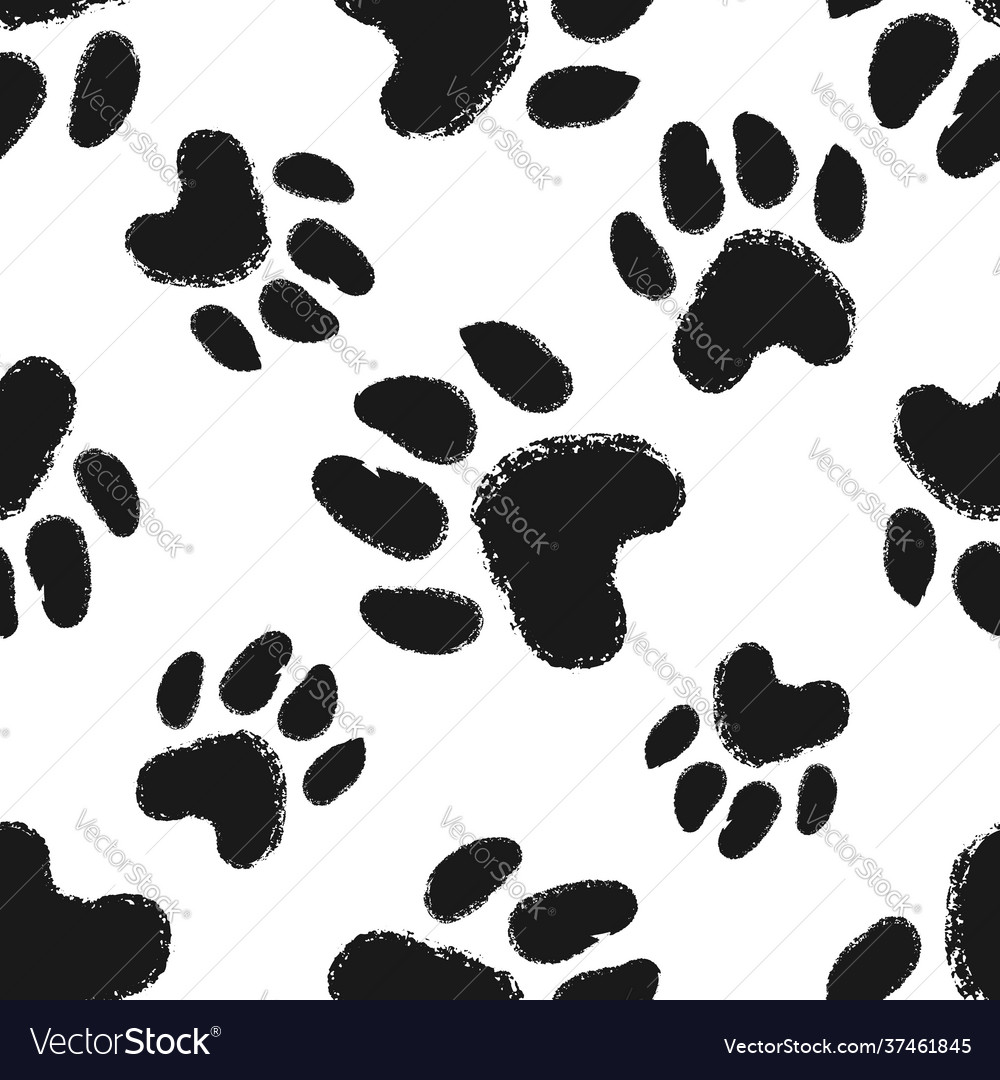 Seamless pattern with animal paw prints