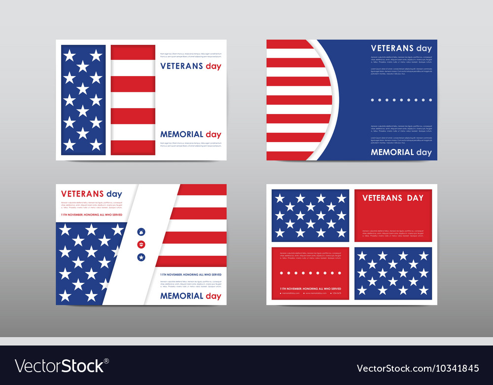 Set of veterans day brochure poster templates Vector Image