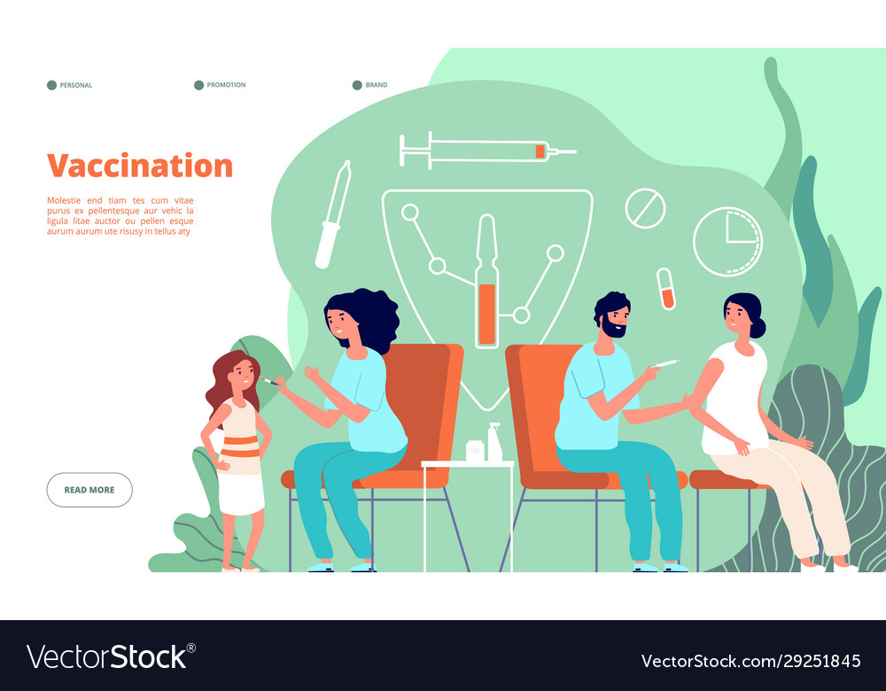 Vaccination Landing Page Flu Vaccine Baand Vector Image
