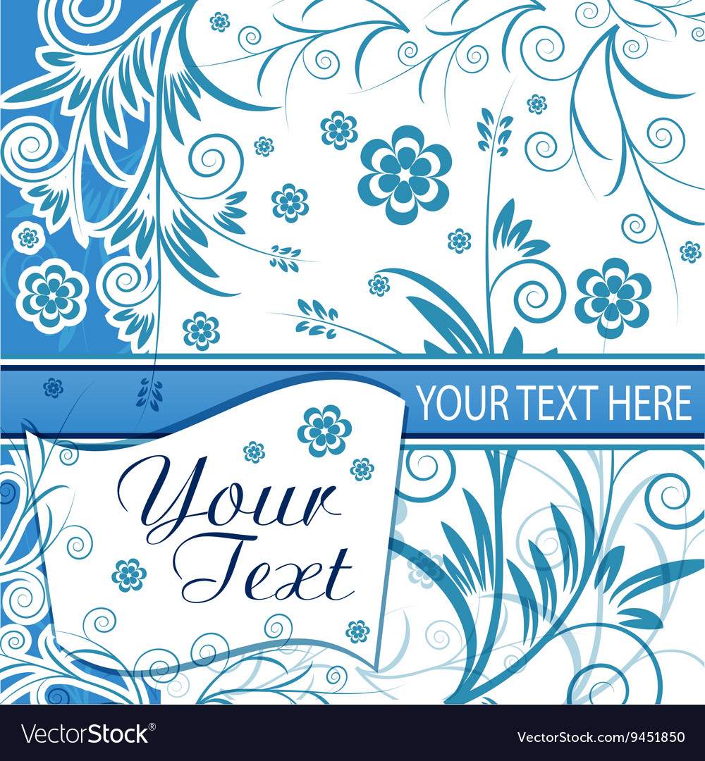 Colorful Floral Pattern Card In Blue Color Vector Image