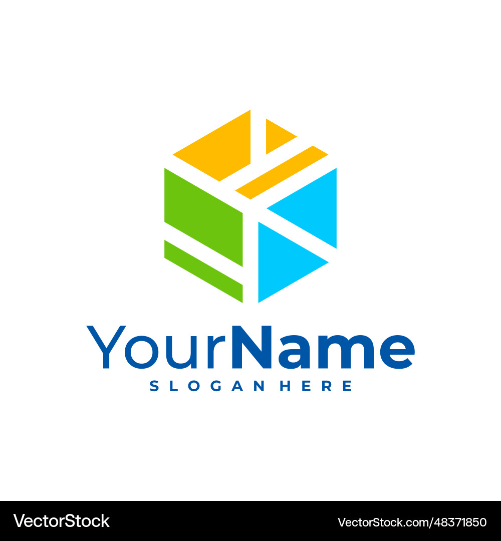 Creative cube logo hexagon design template Vector Image