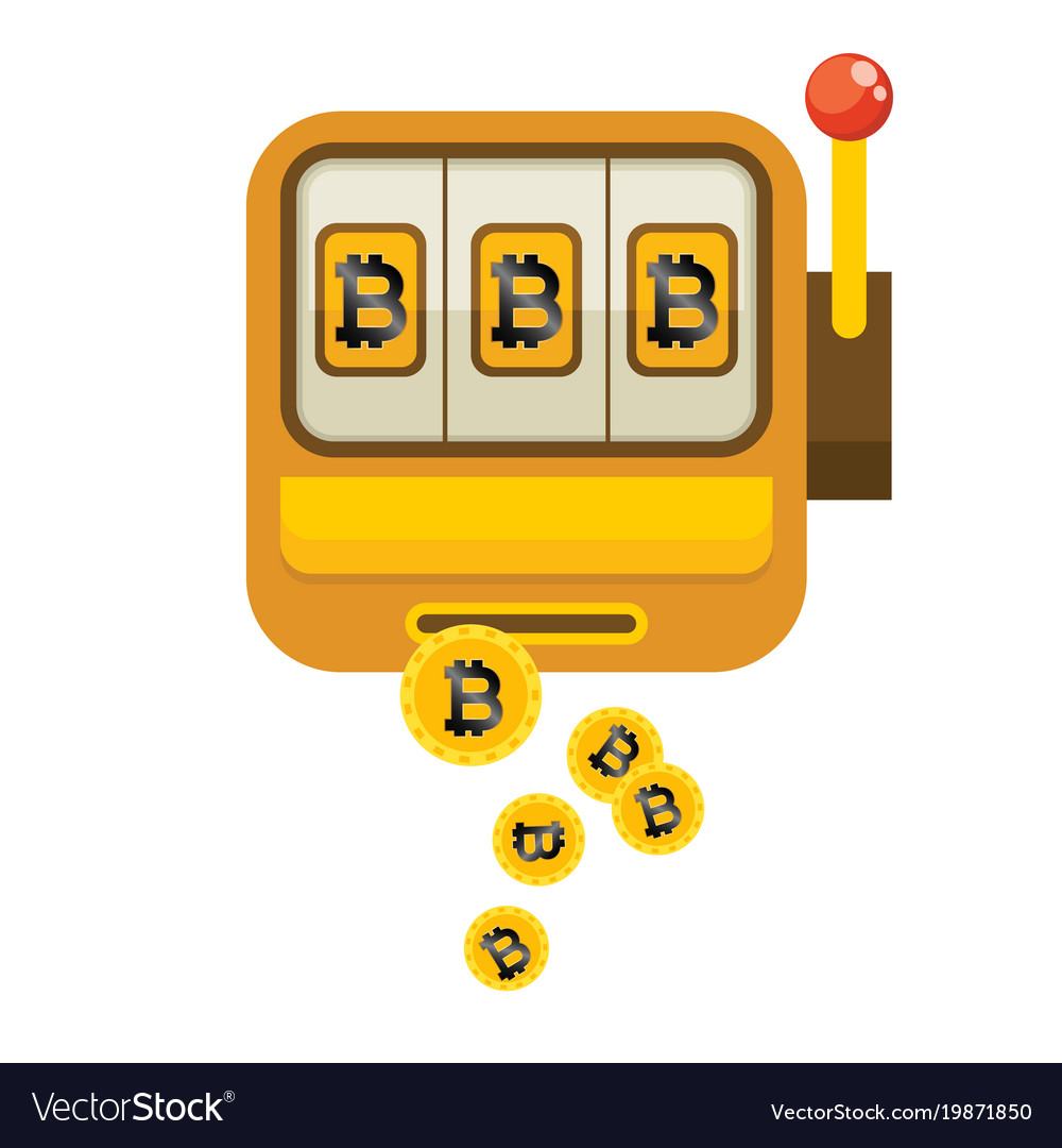 Golden Bitcoin Slots Machine Image Royalty Free Vector Image